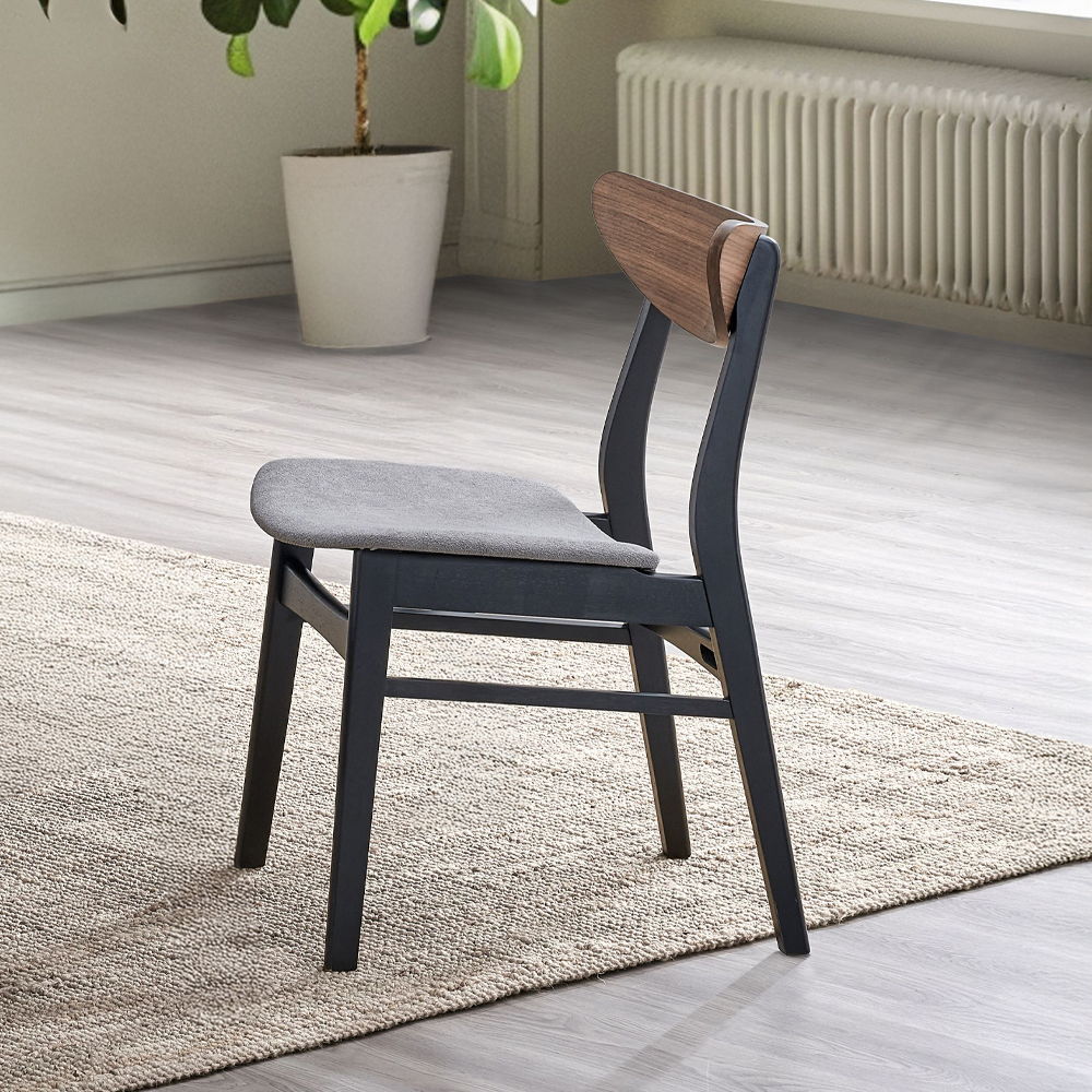 Rebi - Side Chair (Set of 2) - Gray Linen, Walnut & Black - Urban Living Furniture (Los Angeles, CA)