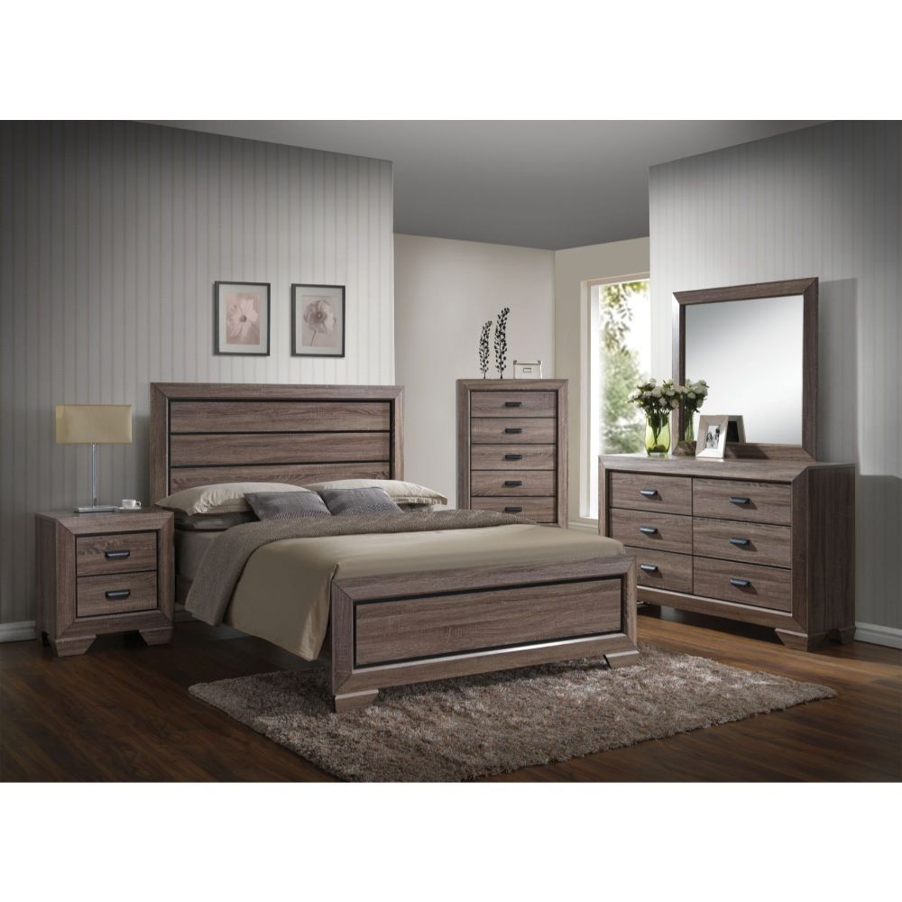 Lyndon - Eastern King Bed - Weathered Gray Grain