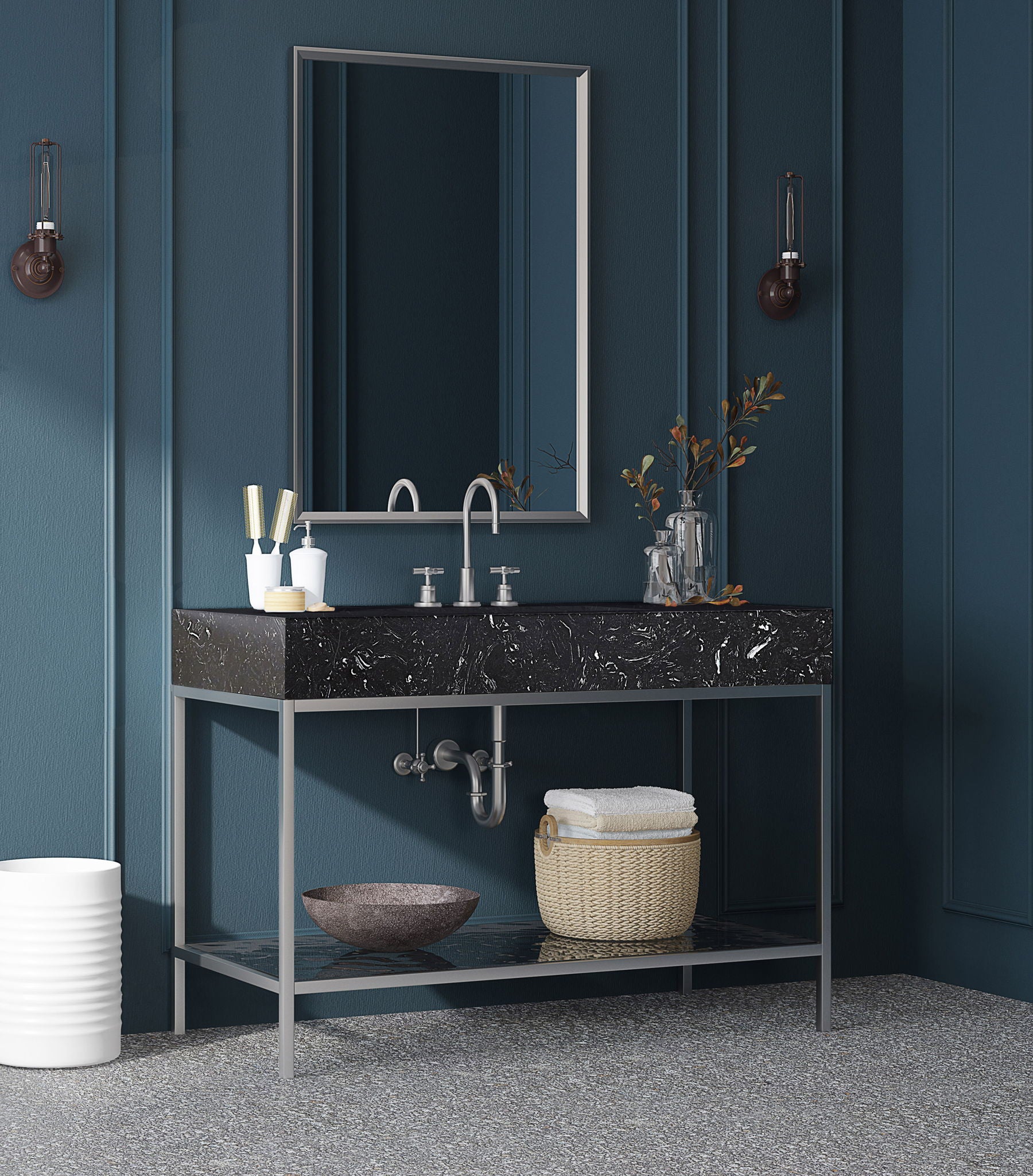 Marmo - Engineered Marble Bathroom Vanity With Chrome Base - Urban Living Furniture (Los Angeles, CA)