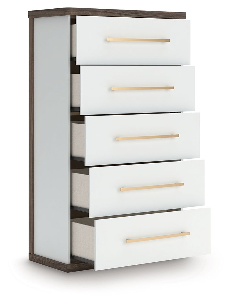 Kendanport - Brown / White - Five Drawer Chest - Urban Living Furniture (Los Angeles, CA)