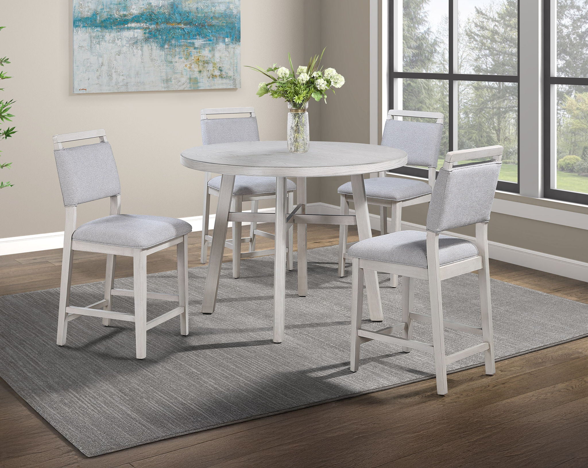 Blanche - 5 Piece Counter Dining Room Set - Antique White - Urban Living Furniture (Los Angeles, CA)