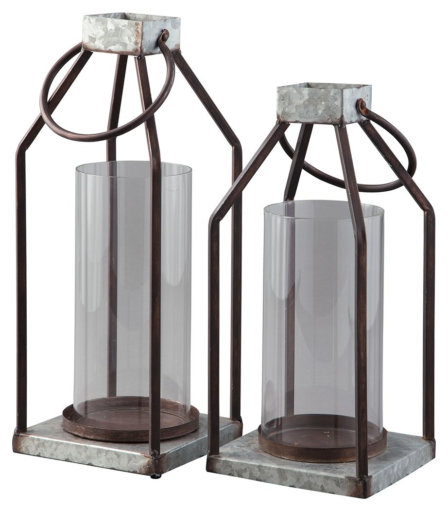 Diedrick - Gray / Black - Lantern Set (Set of 2) - Urban Living Furniture (Los Angeles, CA)
