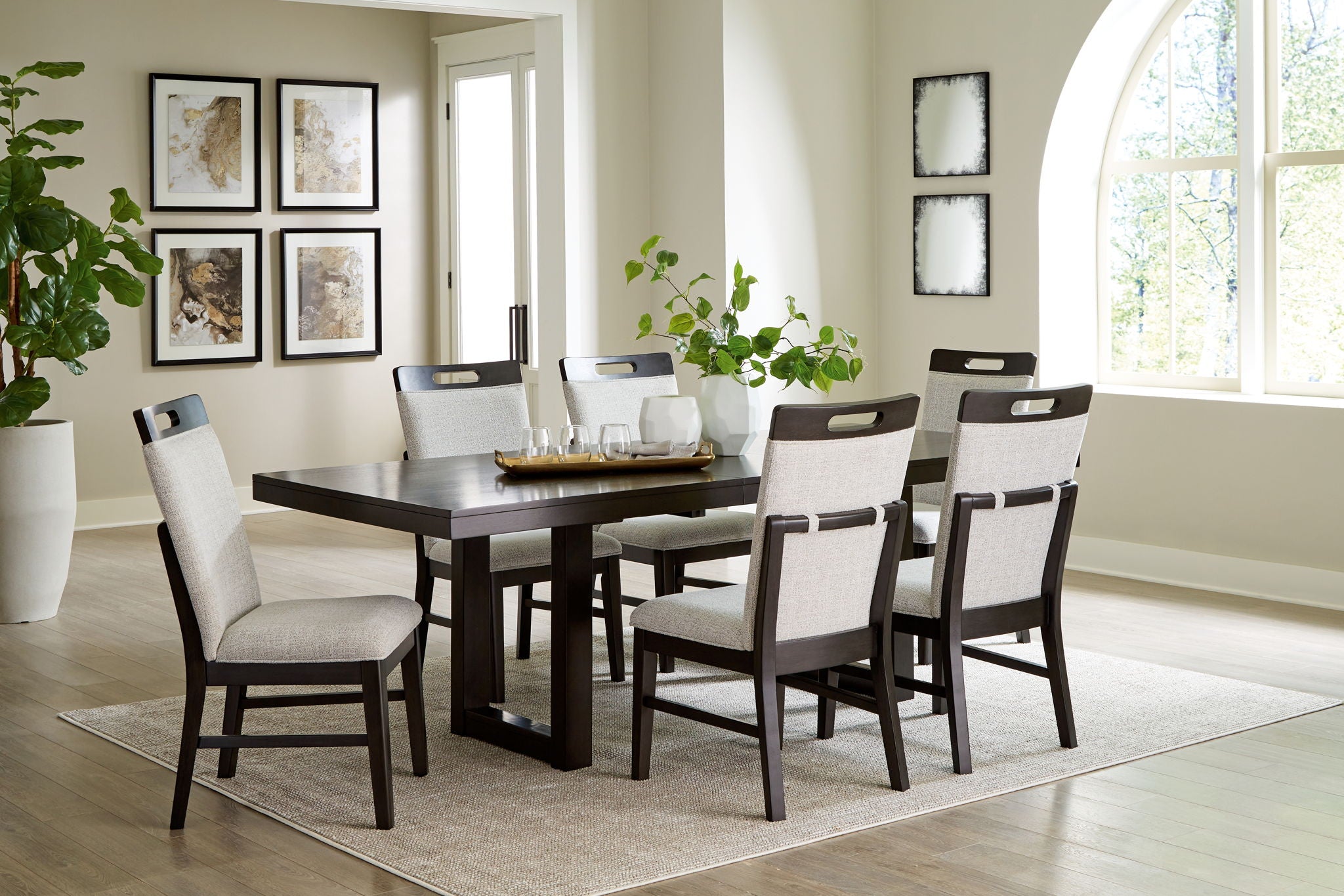 Neymorton - 7 Pc. - Rectangular Extension Table, 6 Side Chairs - Dark Grayish Brown - Urban Living Furniture (Los Angeles, CA)