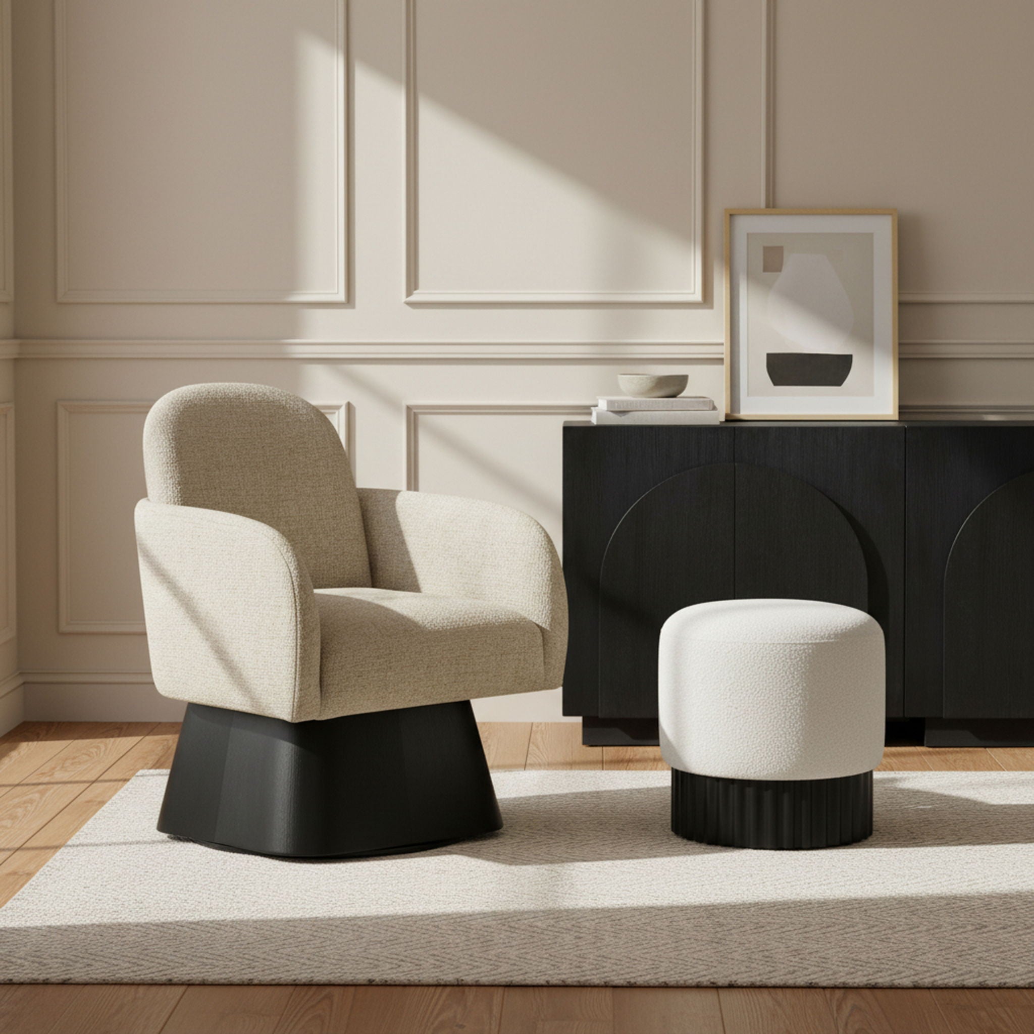 Marlowe - Linen Textured Fabric Upholstered Swivel Accent Chair - Stained Black - Urban Living Furniture (Los Angeles, CA)