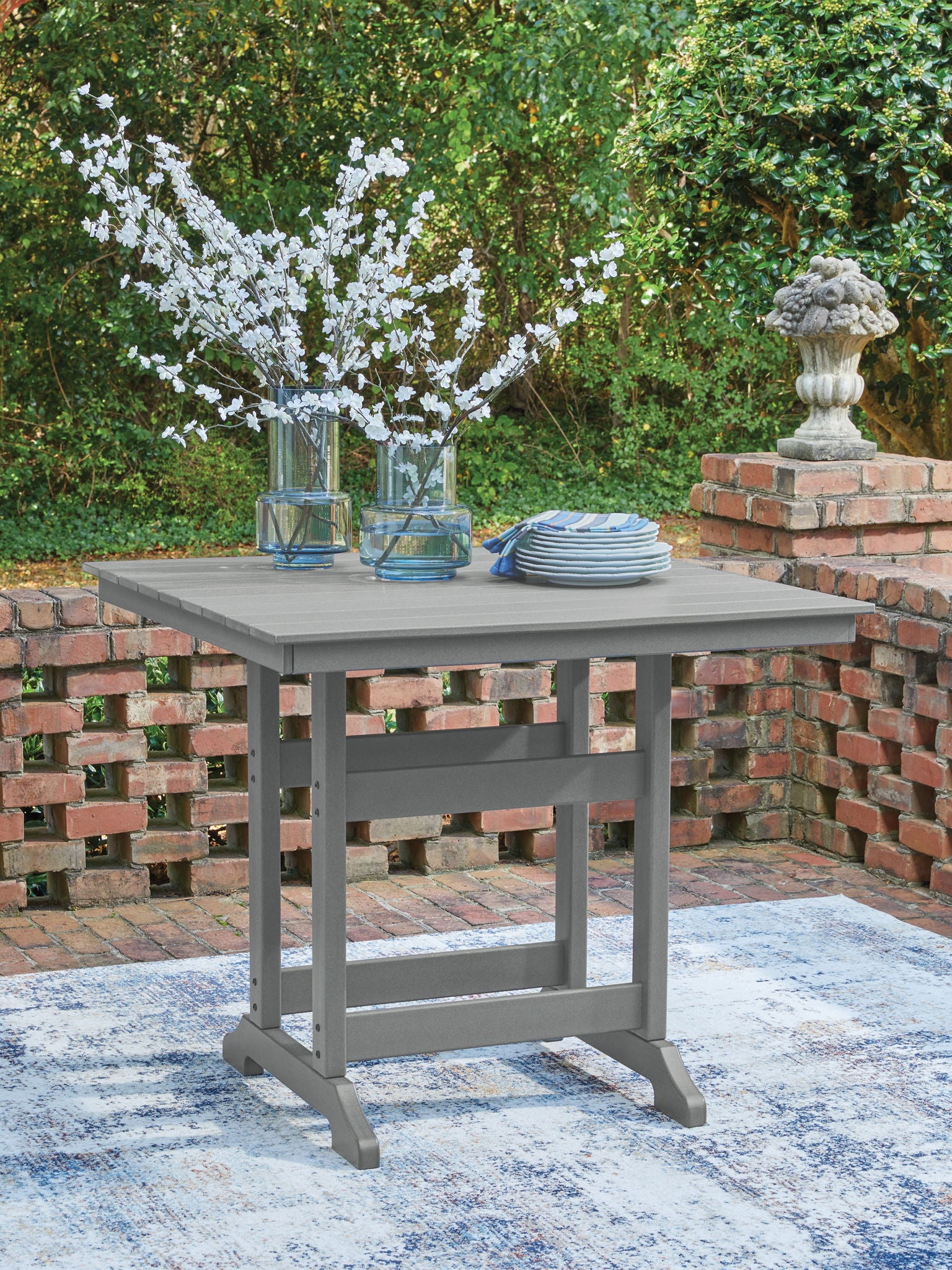 Sanctuary Beach - Square Counter Table With Umbrella Option - Dark Gray - Urban Living Furniture (Los Angeles, CA)