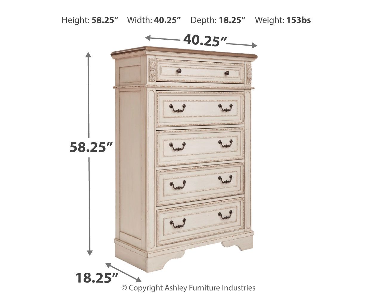 Realyn - White / Brown / Beige - Five Drawer Chest - Urban Living Furniture (Los Angeles, CA)