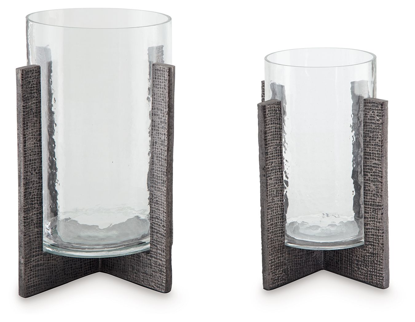 Garekton - Clear / Pewter Finish - Candle Holder Set (Set of 2) - Urban Living Furniture (Los Angeles, CA)