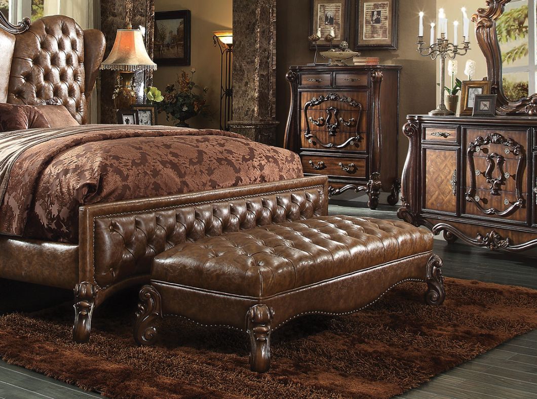 Versailles - Bench - 2-Tone Light Brown PU & Cherry Oak - Urban Living Furniture (Los Angeles, CA)