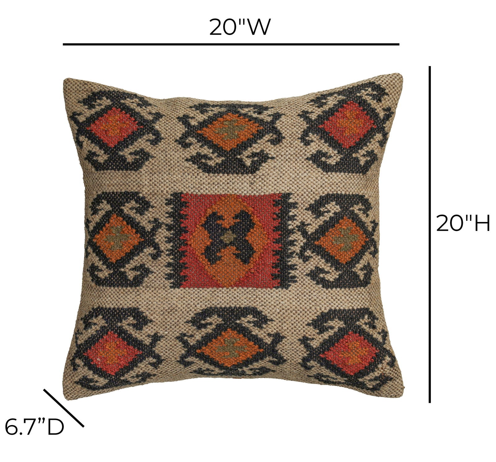 Terra - 20" Square Wool and Jute Kilim Throw Pillow - Clay - Urban Living Furniture (Los Angeles, CA)