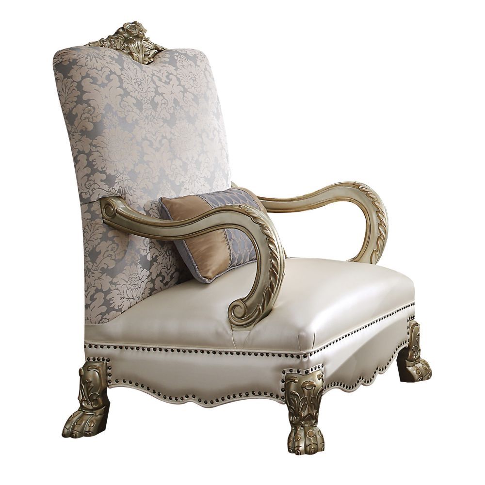 Dresden II - Accent Chair - Pearl PU/Fabric & Gold Patina - Urban Living Furniture (Los Angeles, CA)