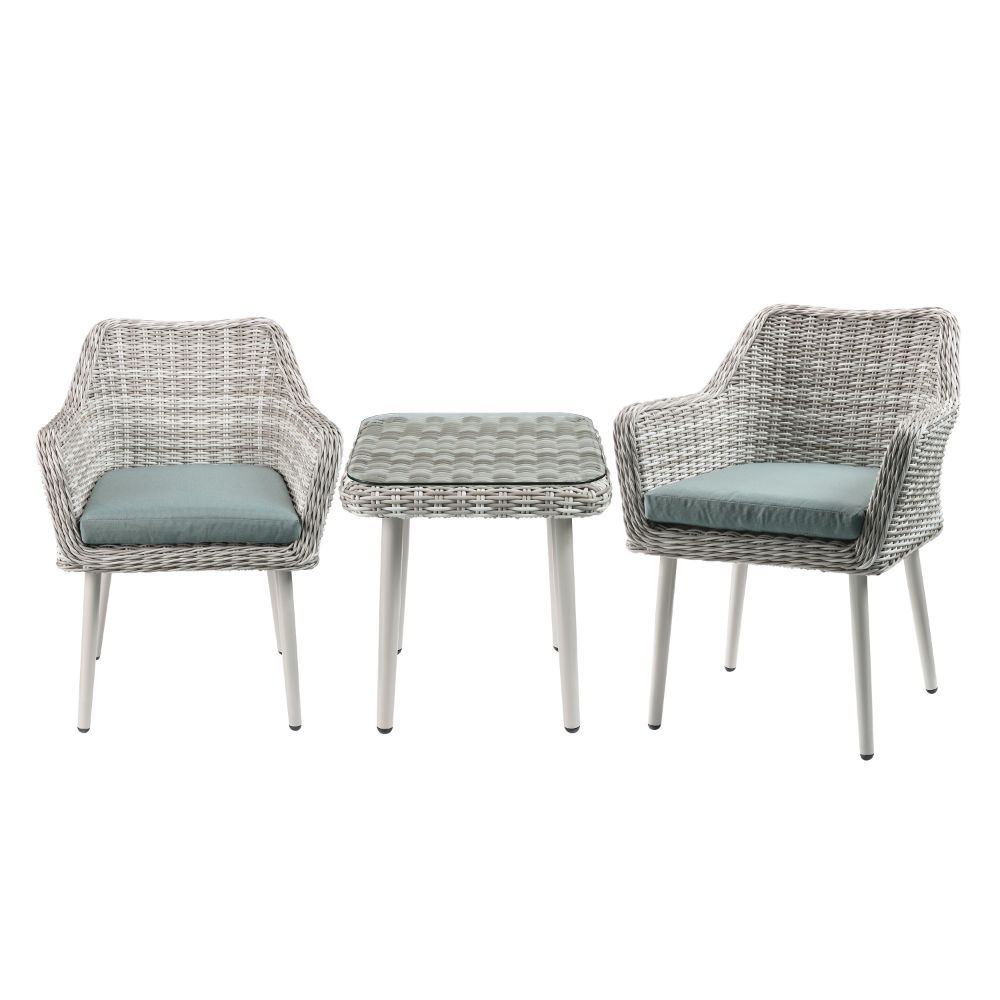 Tashay - Patio Bistro Set - Green Fabric & Beige Wicker - Urban Living Furniture (Los Angeles, CA)