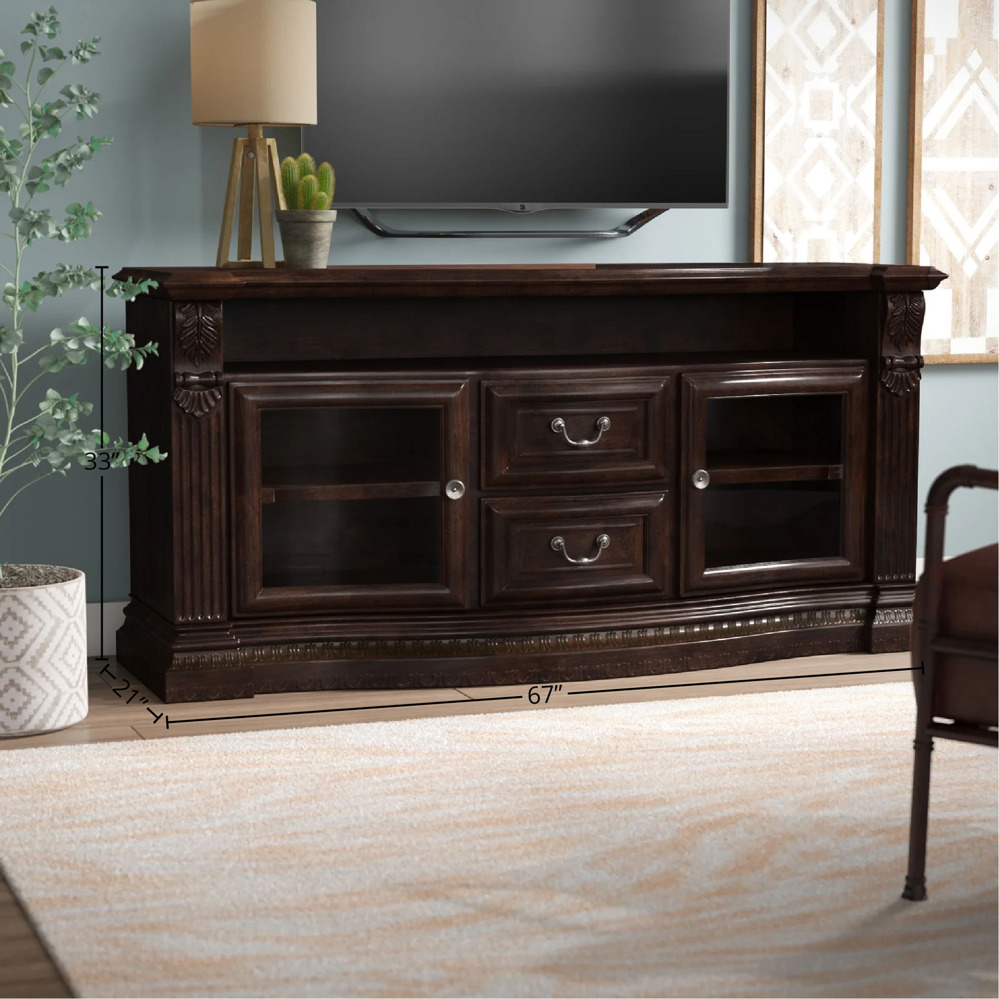 Bella - TV Console With Power Center - Vintage Sienna - Urban Living Furniture (Los Angeles, CA)