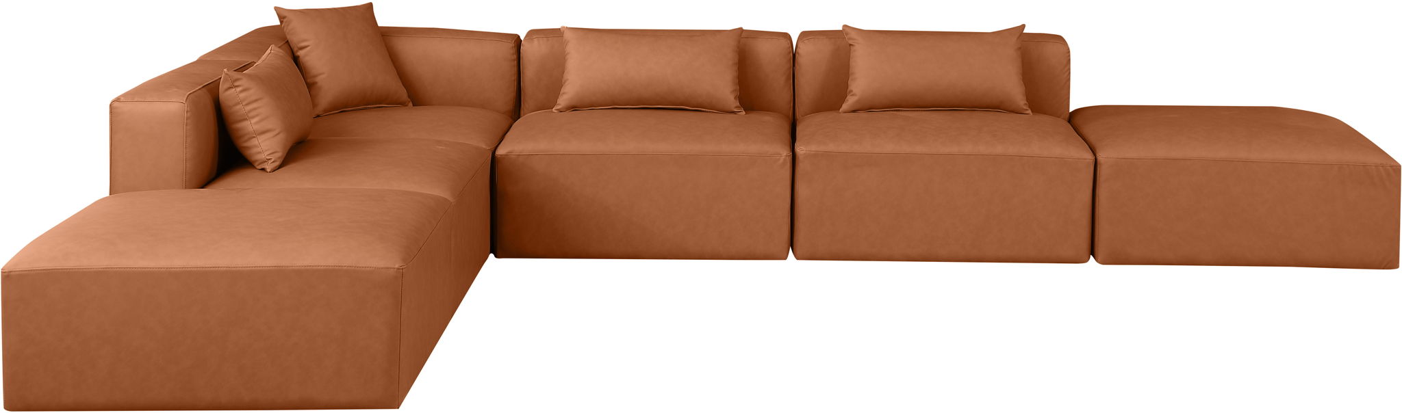 Cube - 6 Piece Modular Corner Armless Sectional - Cognac - Urban Living Furniture (Los Angeles, CA)