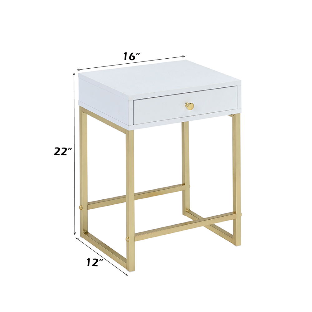 Coleen - Accent Table - White & Brass - Urban Living Furniture (Los Angeles, CA)