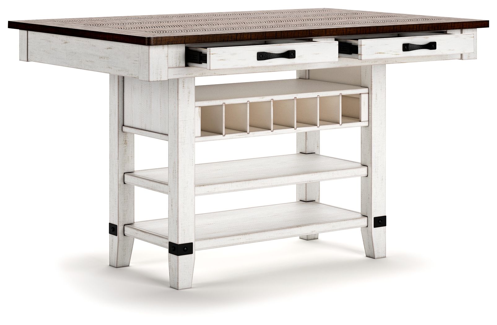 Valebeck - Rect Dining Room Counter Table With Wine Rack - White / Brown - Urban Living Furniture (Los Angeles, CA)