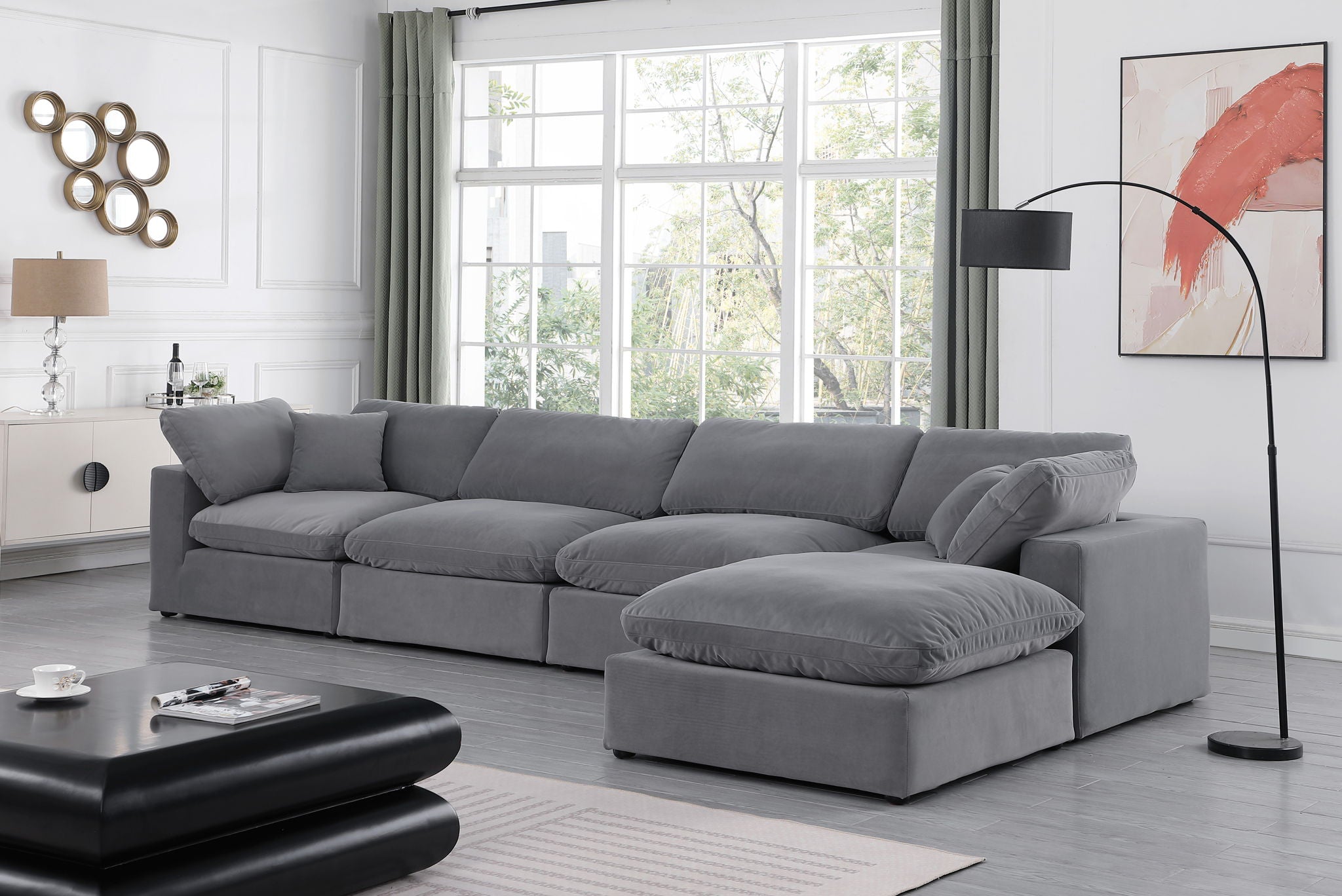 Comfy - 5 Piece Velvet Modular Sectional With Chaise - Urban Living Furniture (Los Angeles, CA)