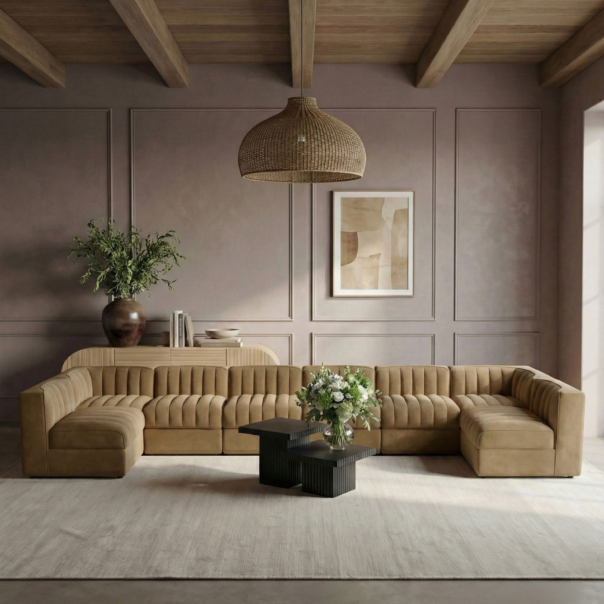 Rummi - Velvet Performance Fabric Upholstered 8 Piece Modular Sectional (With 2 Corner Chairs) - Urban Living Furniture (Los Angeles, CA)