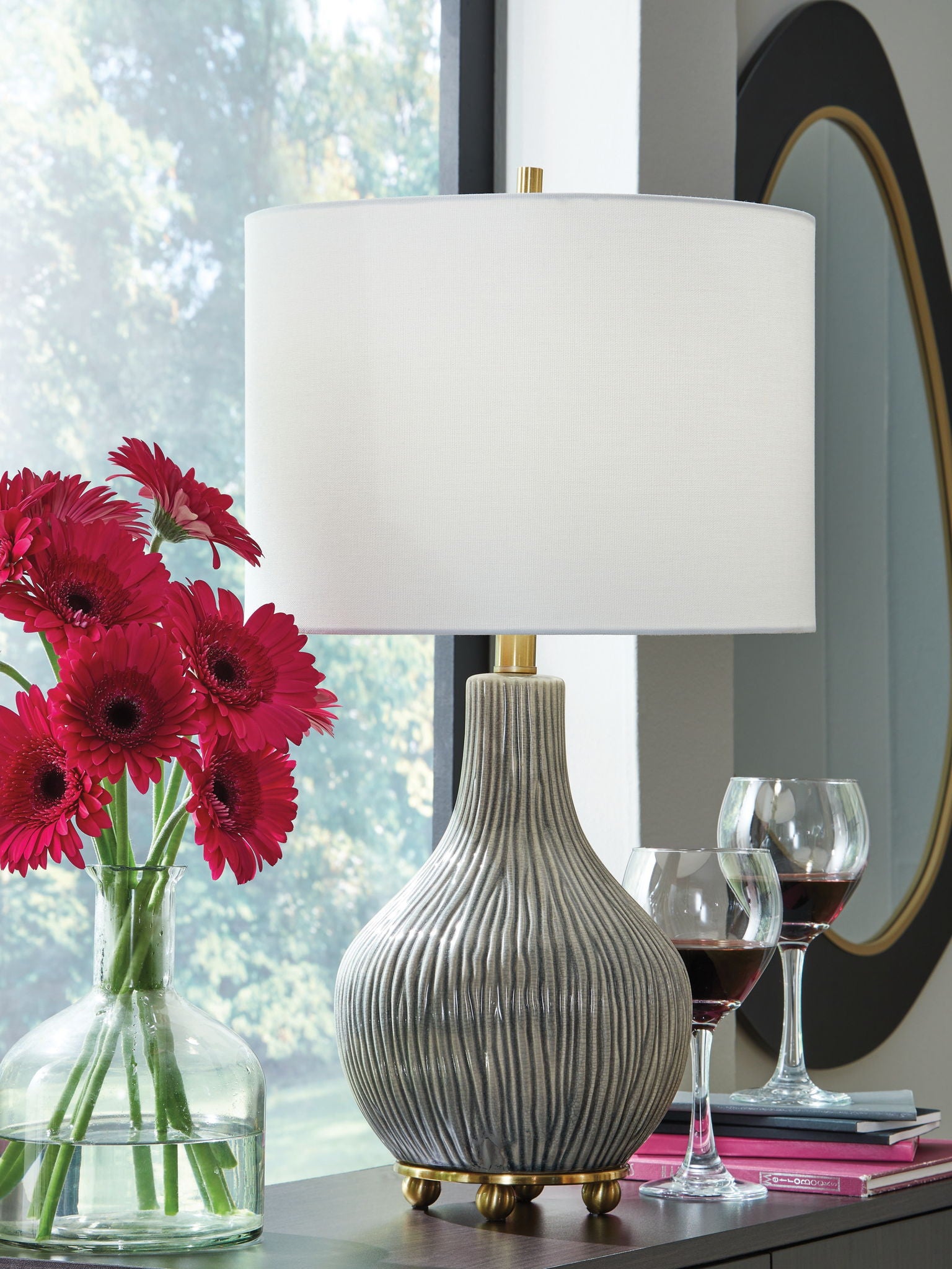 Judlen - Gray / Gold Finish - Ceramic Table Lamp - Urban Living Furniture (Los Angeles, CA)