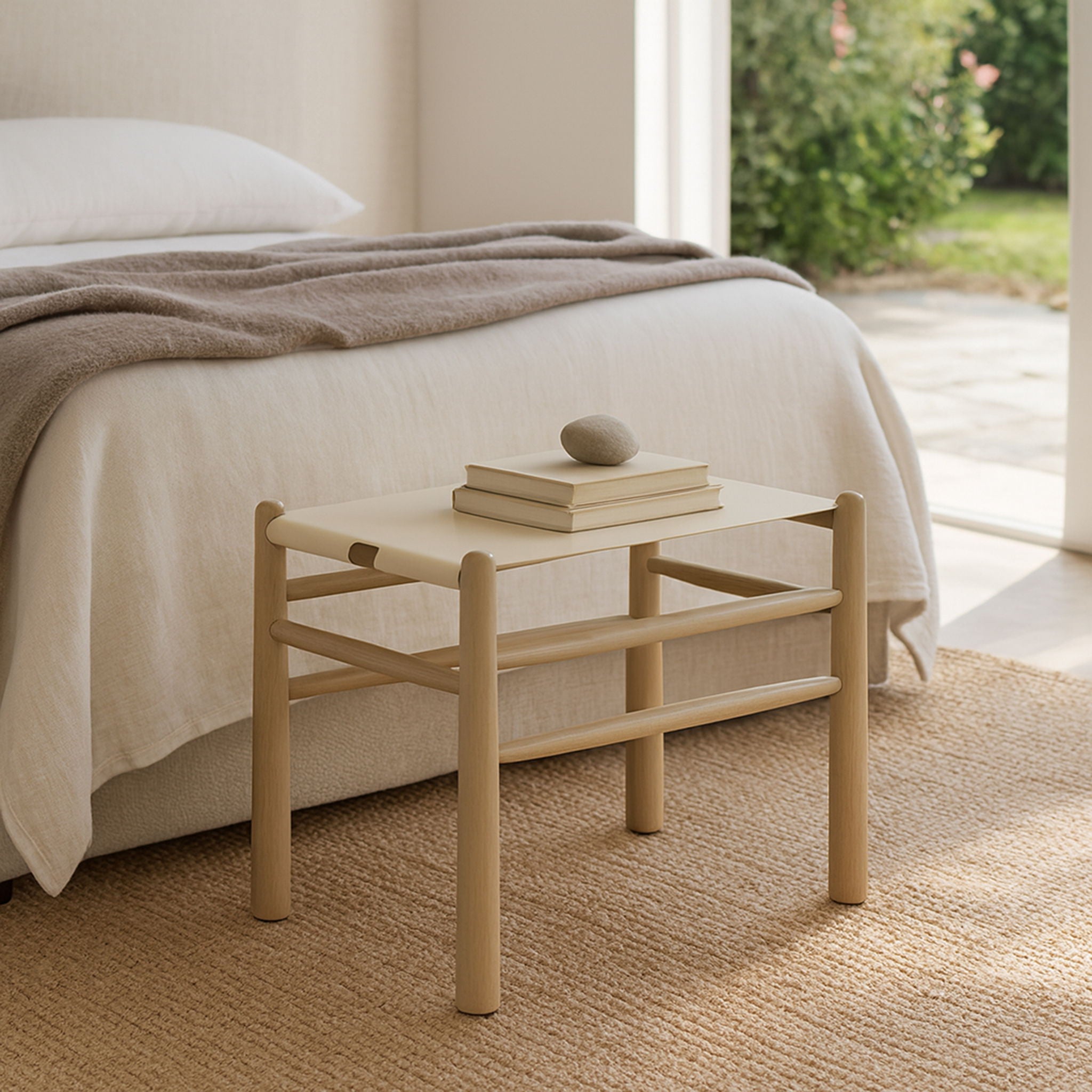 Santos - Faux Leather Upholstered Bench - Natural Frame