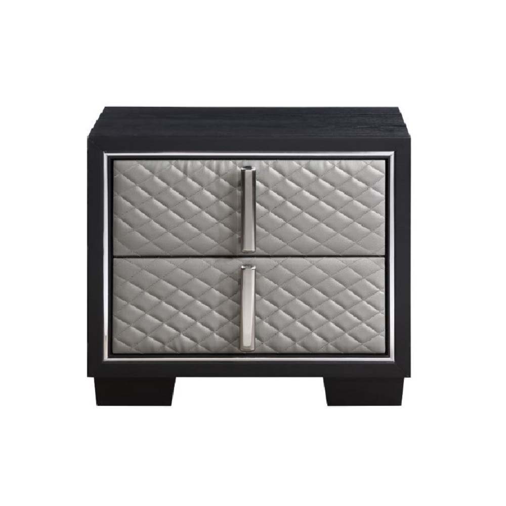 Nicola - Nightstand - Silver Synthetic Leather & Black - Urban Living Furniture (Los Angeles, CA)
