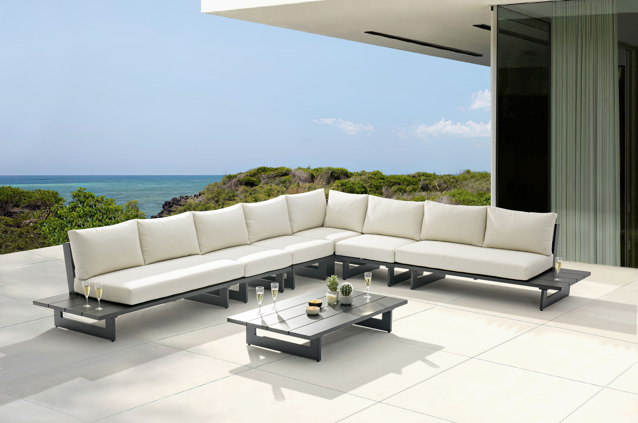 Maldives - 6 Piece Water Resistant Outdoor Patio Modular Sectional With Gray Base - Urban Living Furniture (Los Angeles, CA)