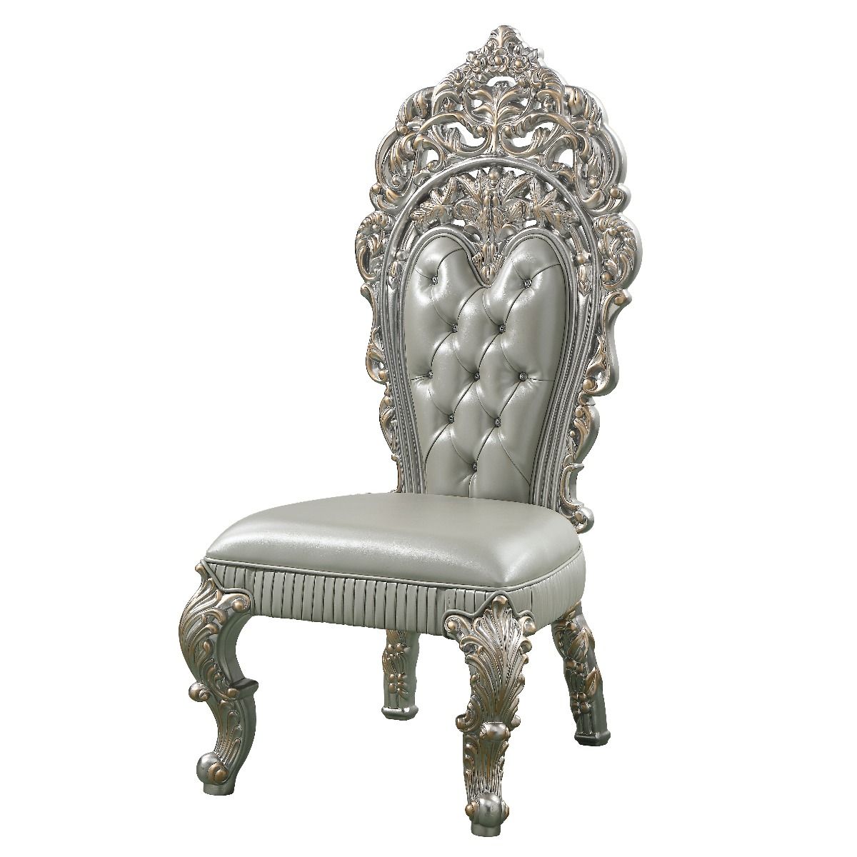 Sandoval - Side Chair (Set of 2) - Beige Synthetic Leather & Champagne - Urban Living Furniture (Los Angeles, CA)