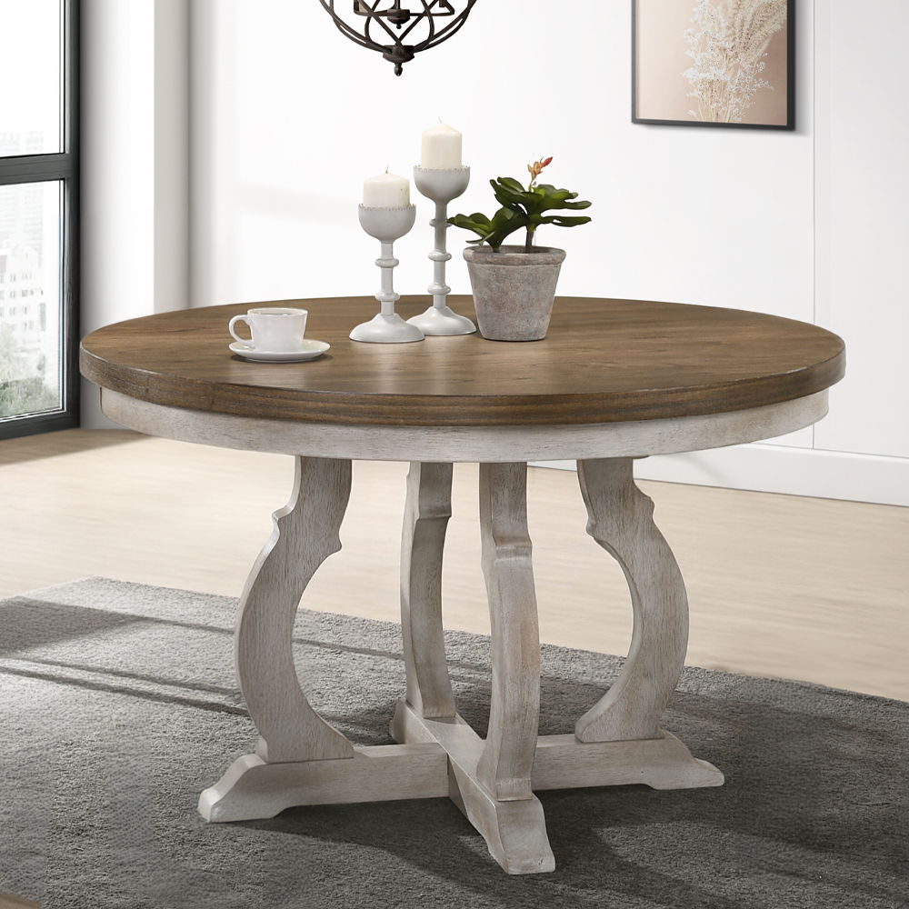 Cillin - Round Dining Table - Walnut & Antique White - Urban Living Furniture (Los Angeles, CA)