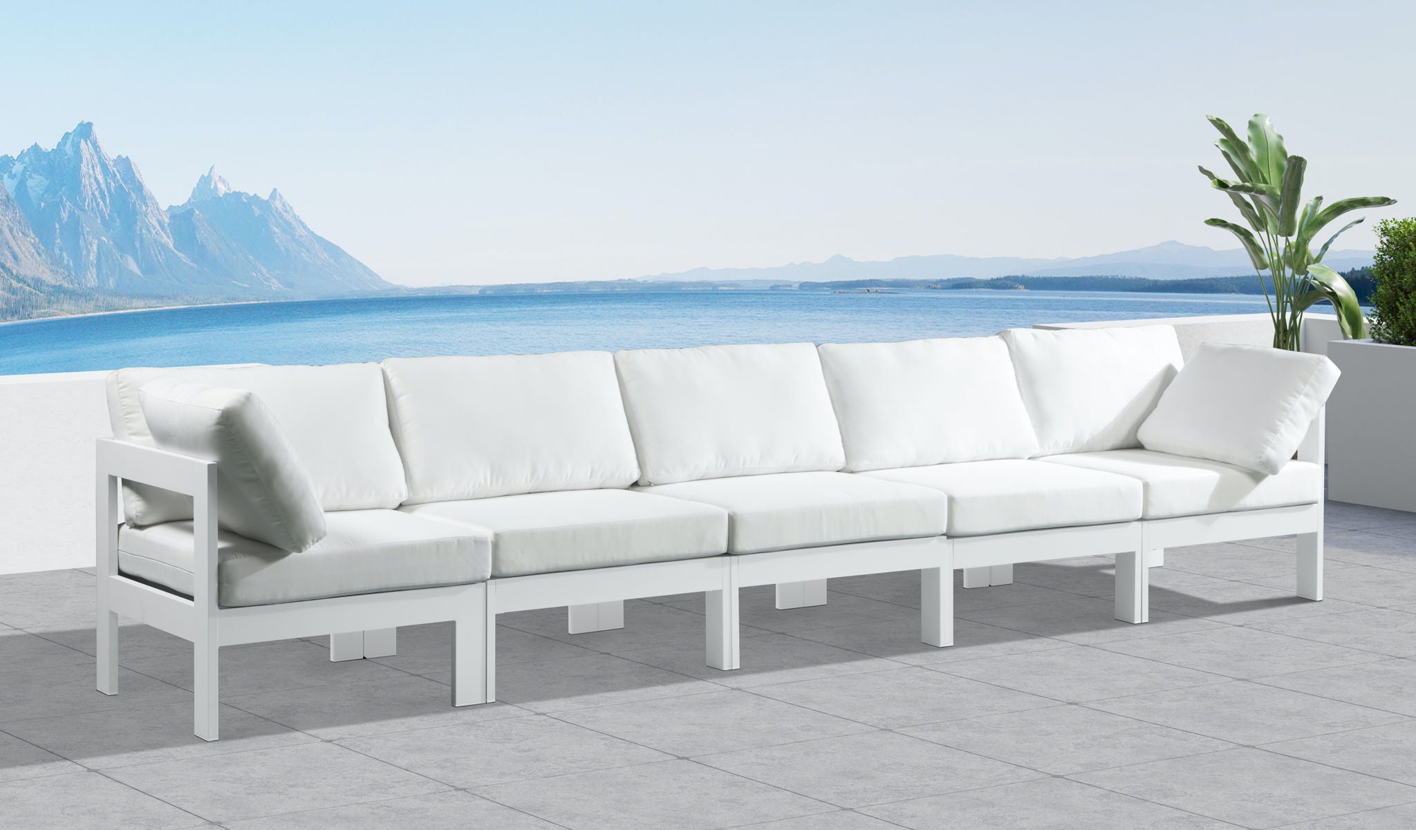 Nizuc - Outdoor Patio 5 Seat Modular Sofa With White Frame - Urban Living Furniture (Los Angeles, CA)