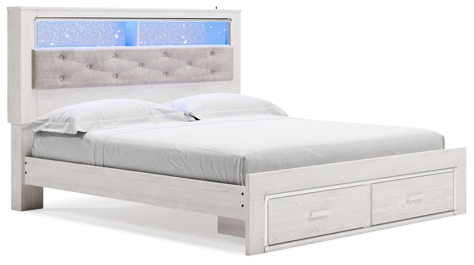 Altyra - White - King Upholstered Bookcase Bed With Storage - Urban Living Furniture (Los Angeles, CA)