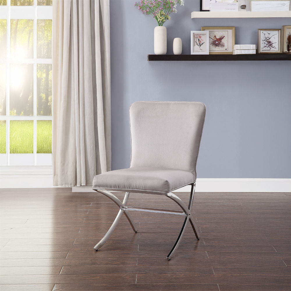 Daire - Side Chair (Set of 2) - Light Gray Velvet & Chrome - Urban Living Furniture (Los Angeles, CA)