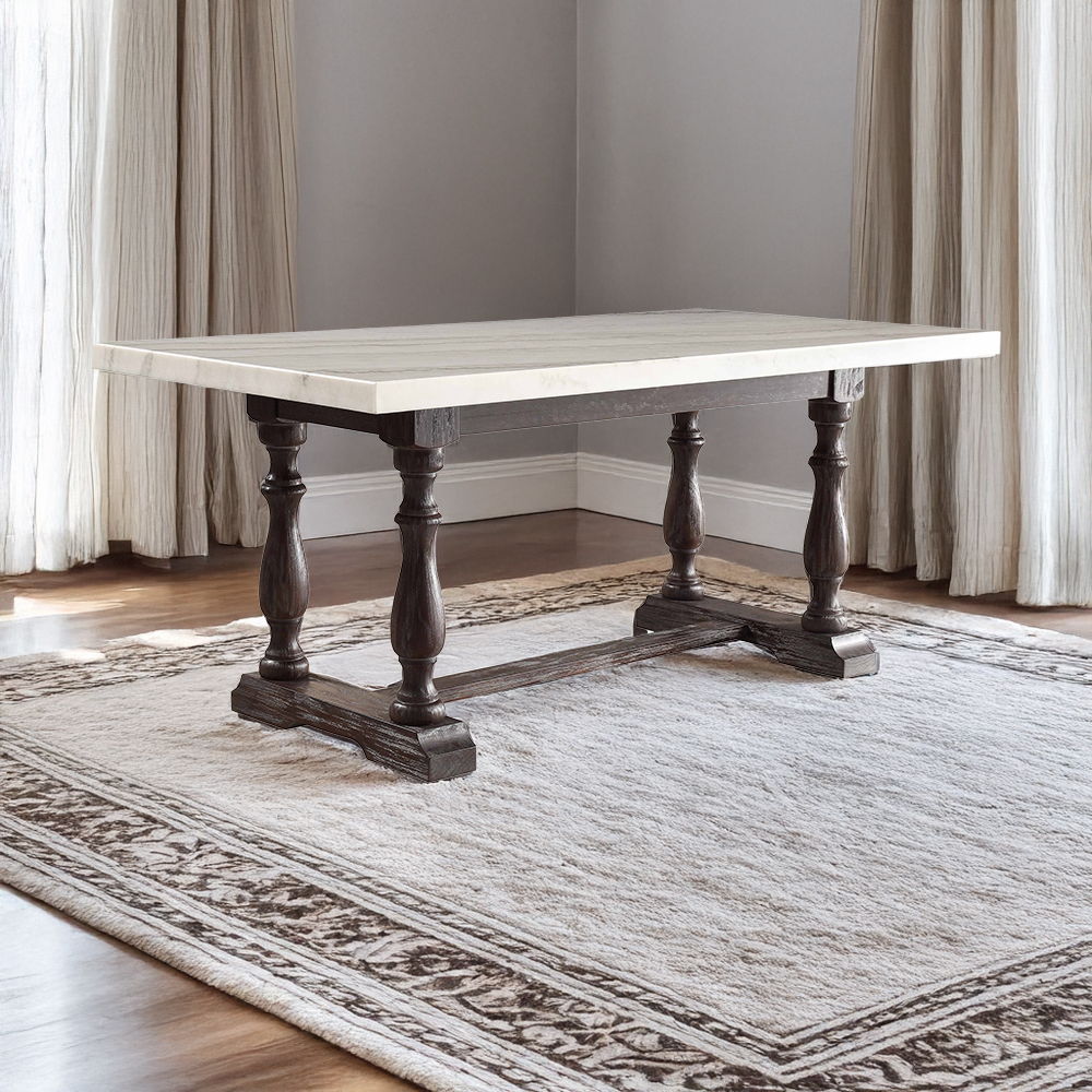 Gerardo - 31" Dining Table - White Marble Top & Weathered Espresso - Urban Living Furniture (Los Angeles, CA)