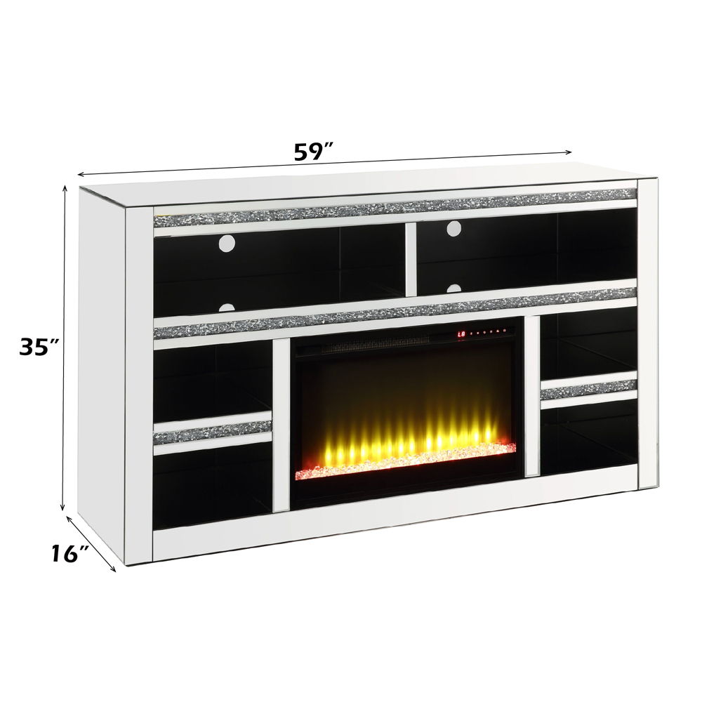 Noralie - 35" TV Stand With Fireplace - Mirrored & Faux Diamonds - Urban Living Furniture (Los Angeles, CA)