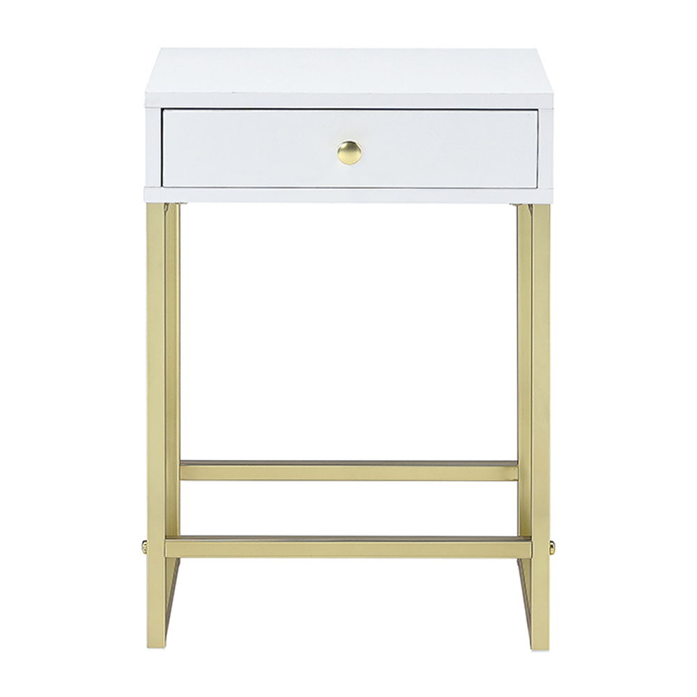 Coleen - Accent Table - White & Brass - Urban Living Furniture (Los Angeles, CA)