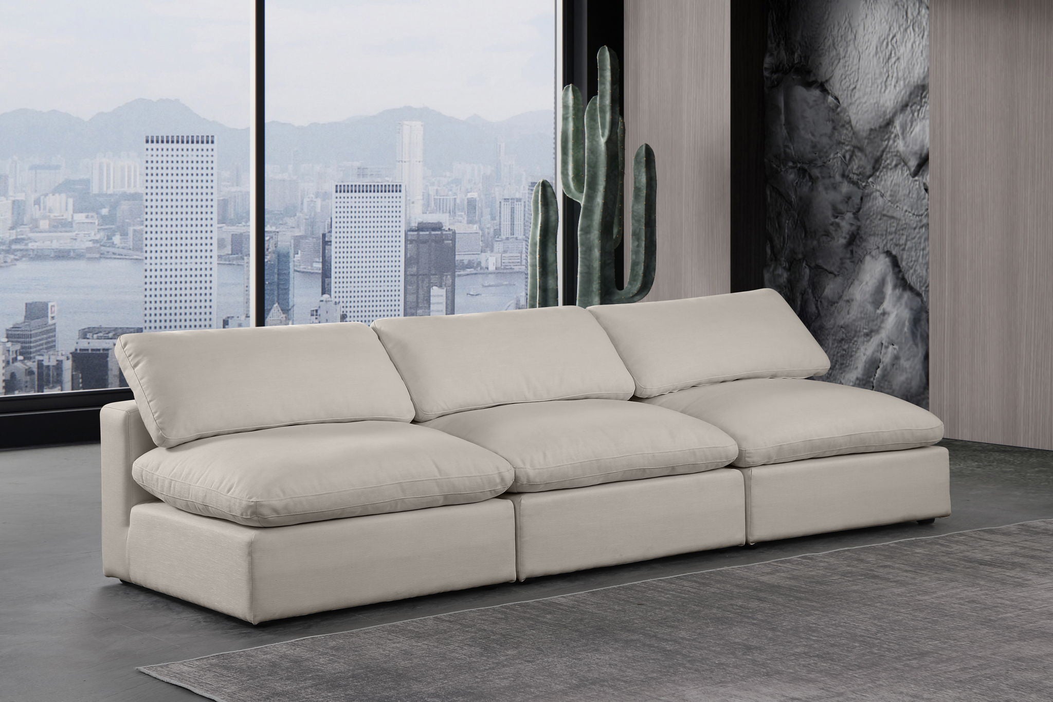 Comfy - Linen Modular Armless Sofa 3 Seats - Urban Living Furniture (Los Angeles, CA)