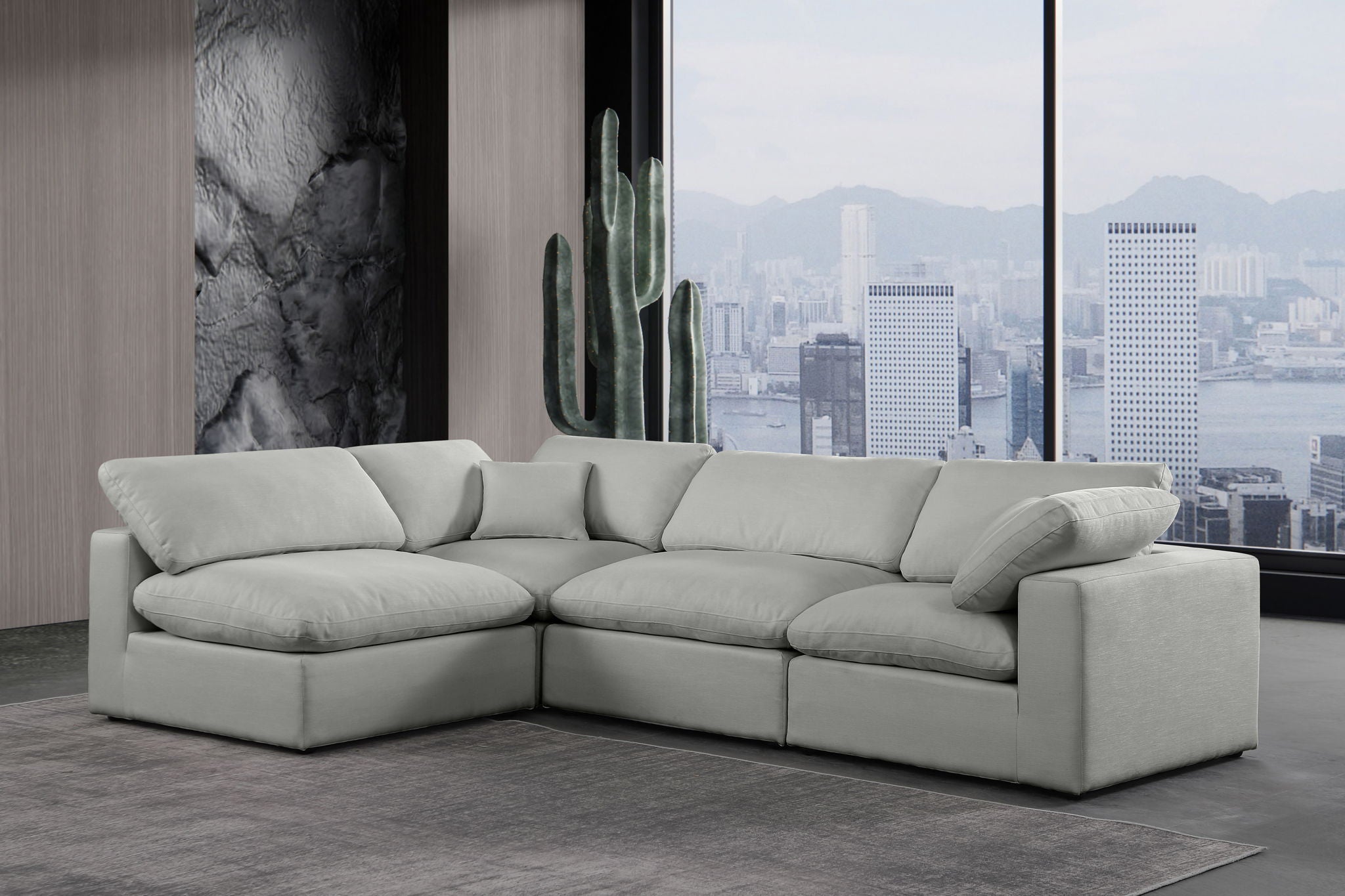 Comfy - 4 Piece Linen Fabric Modular Armless Sectional - Urban Living Furniture (Los Angeles, CA)