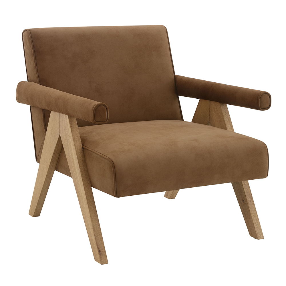 Zoey - Accent Chair - Chocolate Suede & Oak - Urban Living Furniture (Los Angeles, CA)