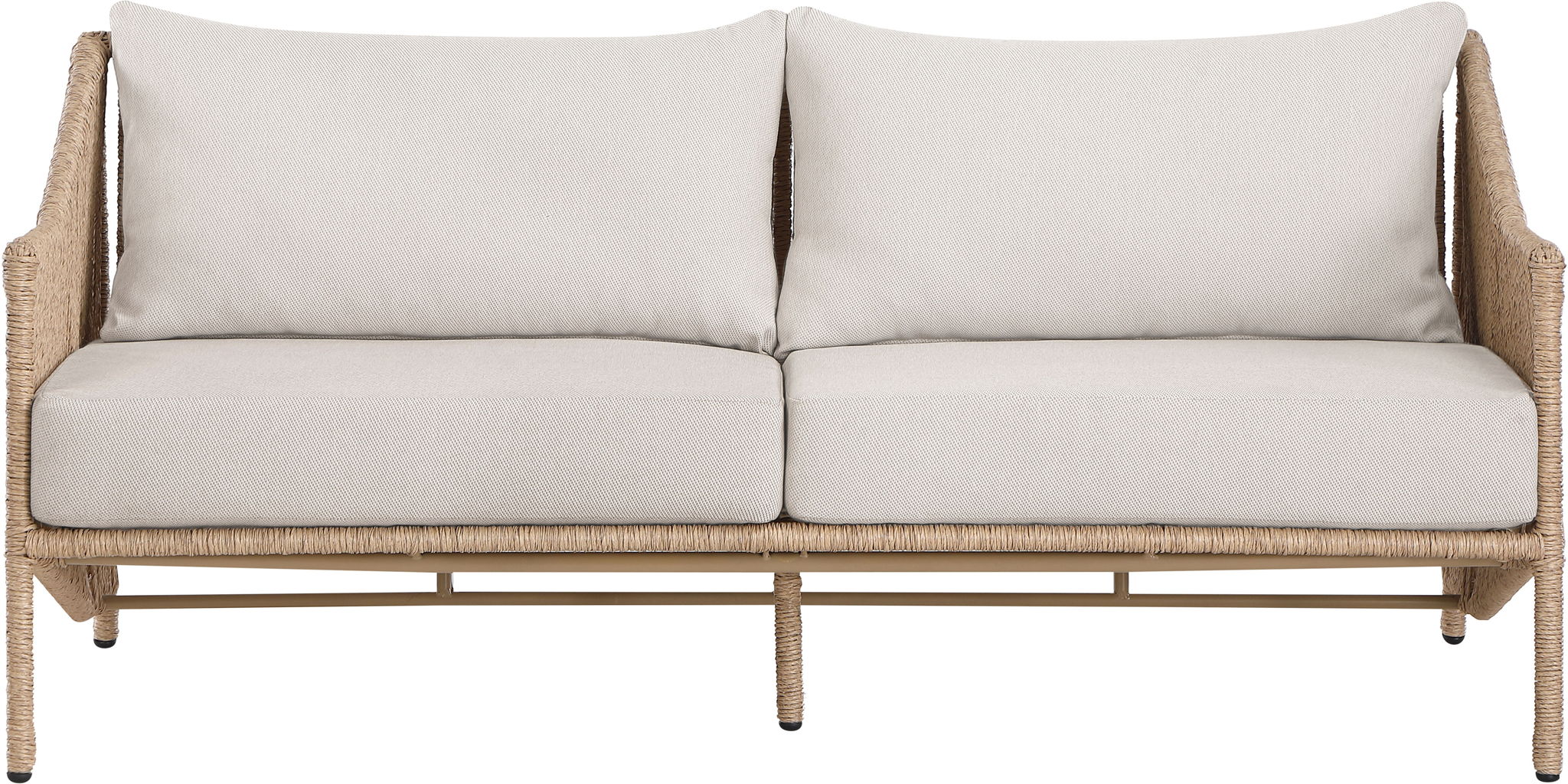 Coastline - Olefin Water Resistant Fabric And Wicker Outdoor Patio Loveseat - Beige - Urban Living Furniture (Los Angeles, CA)