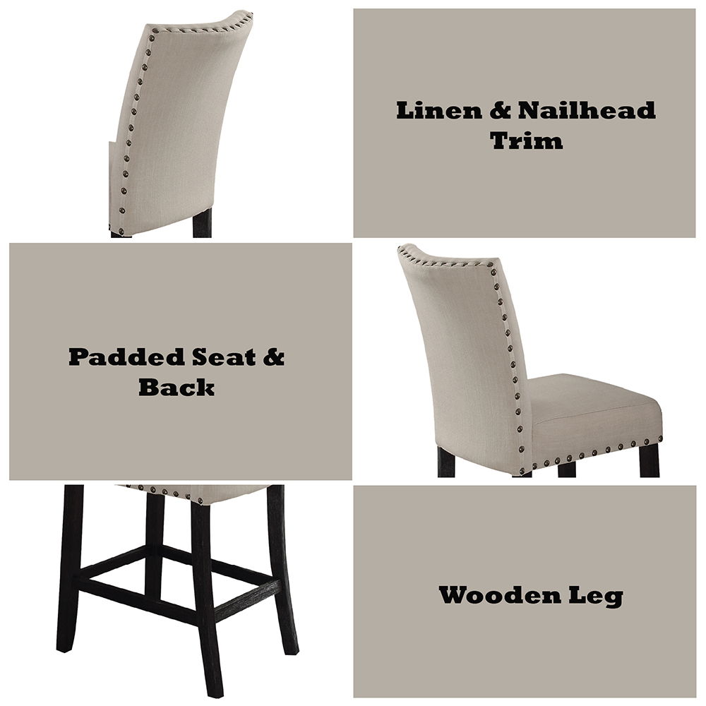Nolan - Counter Height Chair (Set of 2) - Beige Linen & Salvage Dark Oak - Urban Living Furniture (Los Angeles, CA)