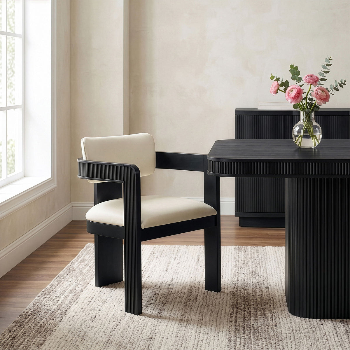 Sacha - Vegan Leather Upholstered Dining Chair With Black Base (Set of 2)