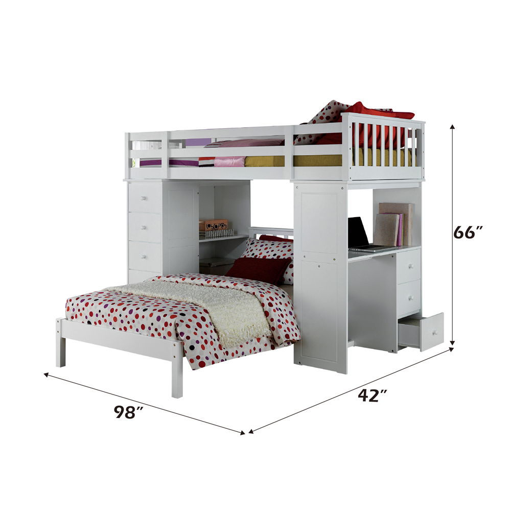 Freya - Twin Loft Bed With Storage - White - Urban Living Furniture (Los Angeles, CA)