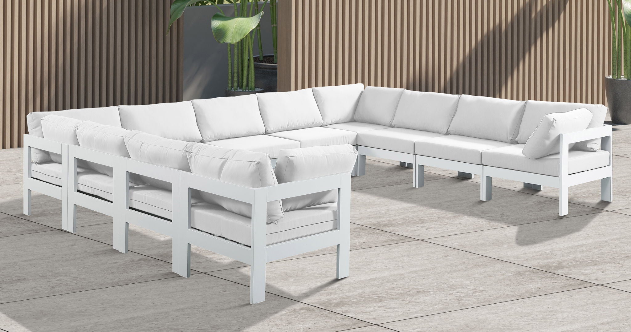 Nizuc - Outdoor Patio 11 Piece Modular Sectional With White Frame - Urban Living Furniture (Los Angeles, CA)