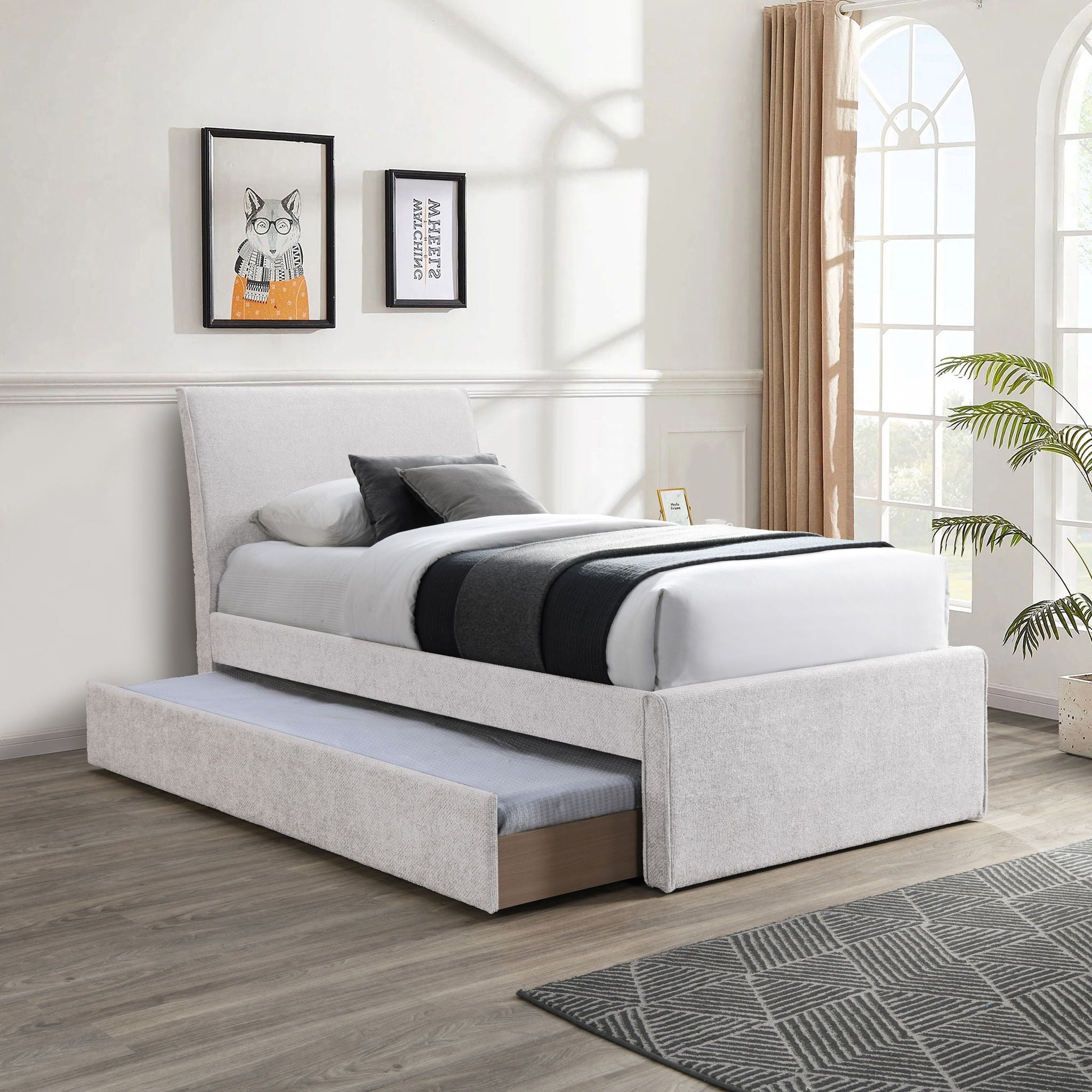 Myles - Chenille Twin Trundle Bed - Urban Living Furniture (Los Angeles, CA)