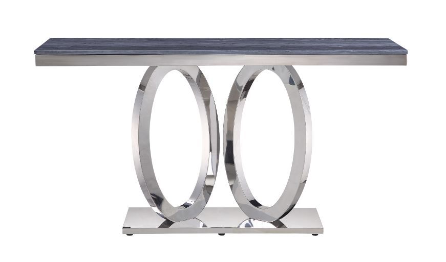 Zasir - Accent Table - Gray Printed Faux Marble & Mirrored Silver Finish - Urban Living Furniture (Los Angeles, CA)