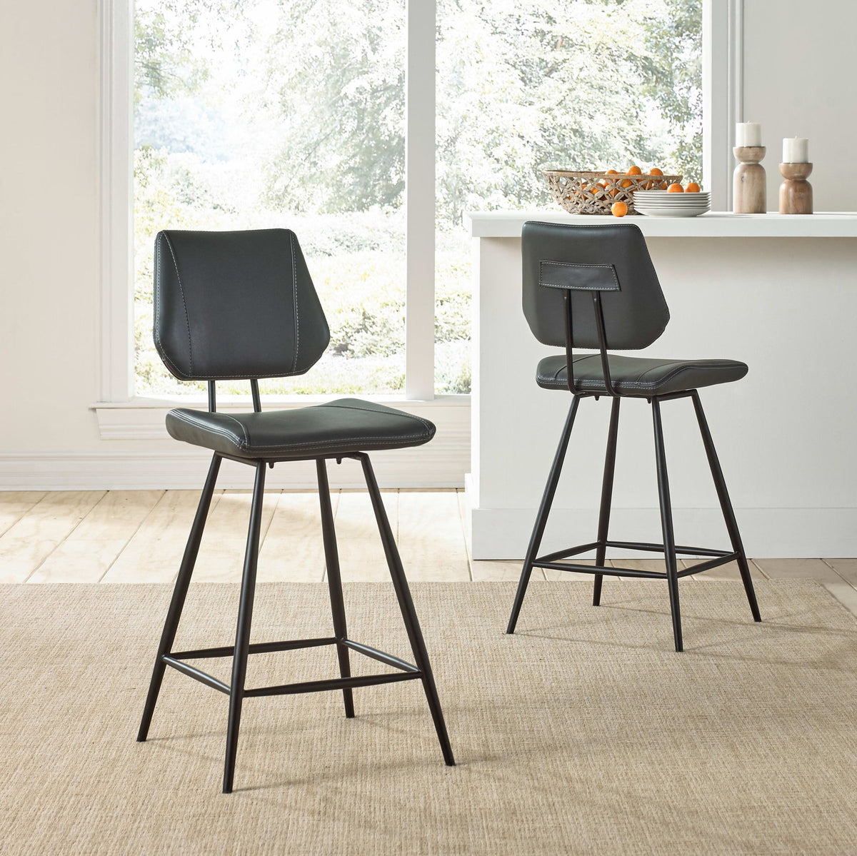 Crossroads - Vinson Modern Swivel Counter Stool (Set of 2) - Cobalt