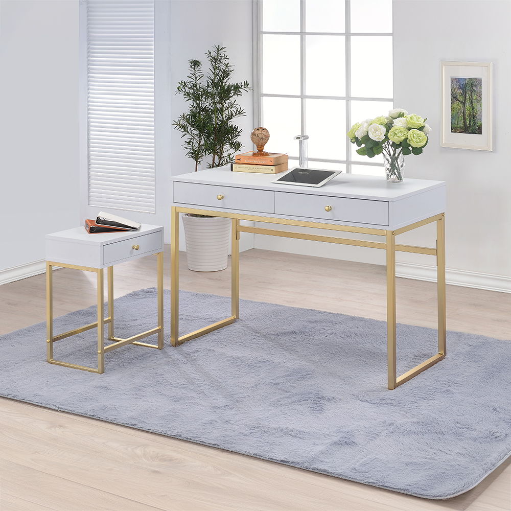Coleen - Accent Table - White & Brass - Urban Living Furniture (Los Angeles, CA)