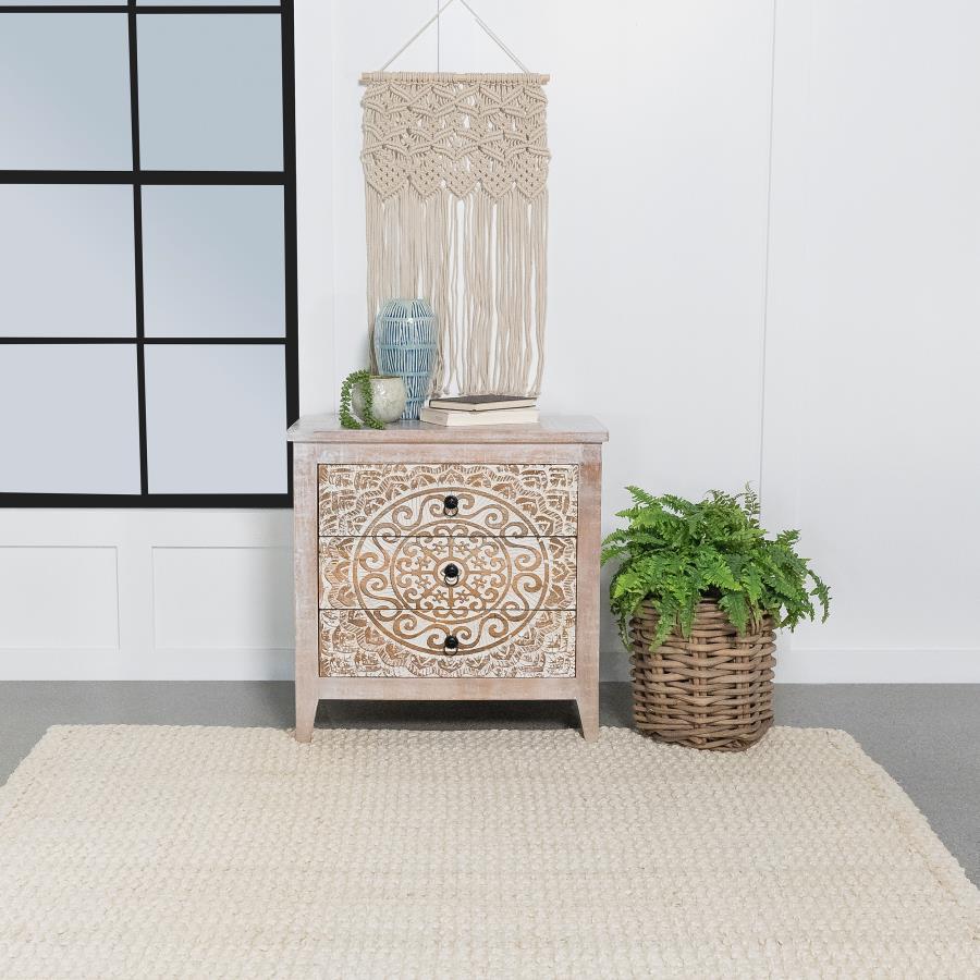 Mariska - 3-Drawer Wood Mandala Cabinet - Distressed White - Urban Living Furniture (Los Angeles, CA)