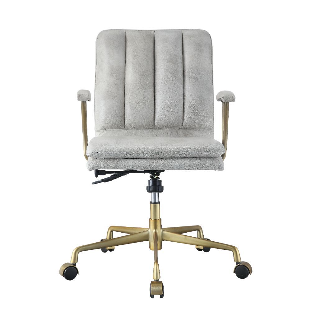 Damir - Office Chair - Vintage White Top Grain Leather & Chrome - Urban Living Furniture (Los Angeles, CA)