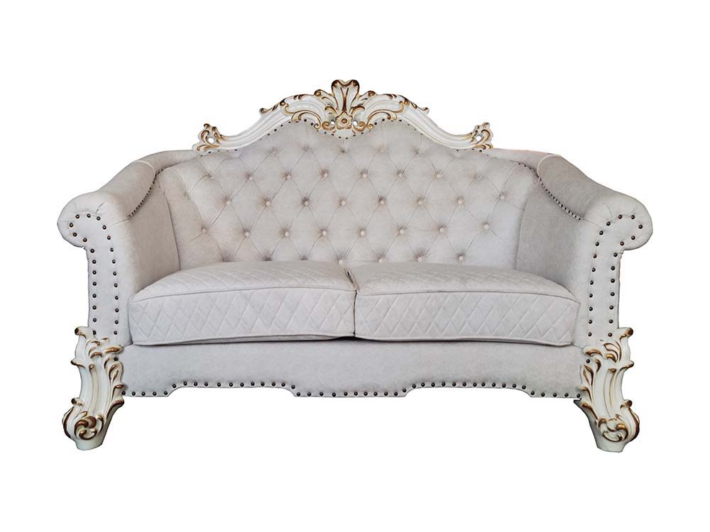 Vendome II - Loveseat With 4 Pillows - Two Tone Ivory Fabric & Antique Pearl - Urban Living Furniture (Los Angeles, CA)