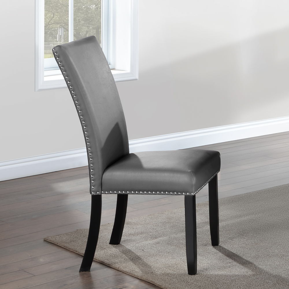 Caralin - Side Chair (Set of 2) - Gray Synthetic Leather & Black - Urban Living Furniture (Los Angeles, CA)
