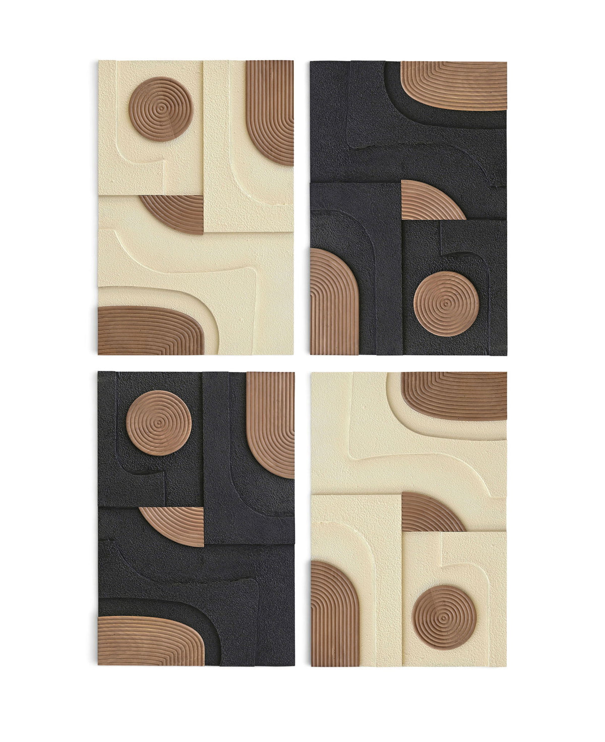 Element - 50" Mango Wood 4 Piece Wall Art - Natural